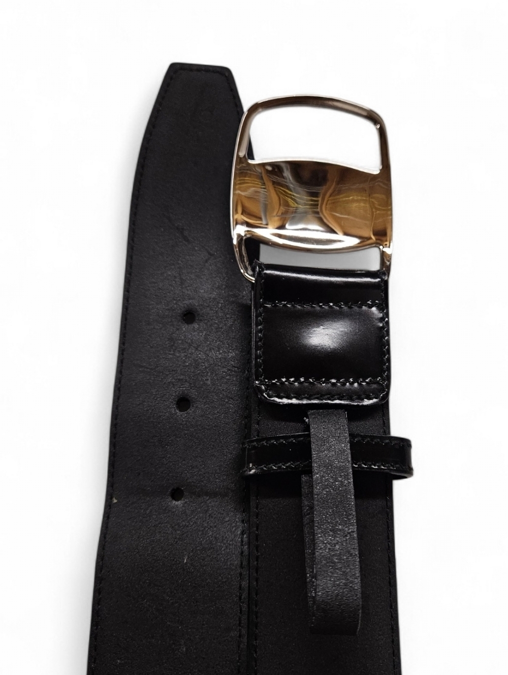 Salvatore Ferragamo Vera Leather Belt In Black Leather With Silver Buckle Sz 75 - Picture 6 of 9